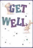 Brimming with light-hearted optimism, this Southgate-inspired get well card is an instant dose of comfort for anyone feeling under the weather. Two endearing characters-a smiling teddy bear and a lively, affectionate puppy-are pictured energetically supporting the bold, colourful letters that spell 'Get Well' in tones of deep indigo and turquoise. Their fluffy textures and gentle, rounded forms invite the imagination to reach out for a hug, conveying a physical sense of reassurance. Sprinkled stars in varied hues of blue and purple dance across the soft cream background, much like the scatter of well wishes that travel through Southgate's tight-knit communities. The openness of the card's composition, coupled with the playful energy of its characters, conjures the uplifting atmosphere of a Southgate florist arranging a bouquet to brighten someone's day. Each brushstroke, every glint of hope, feels crafted to deliver not just a message of recovery but the real warmth and community spirit that define Southgate itself.